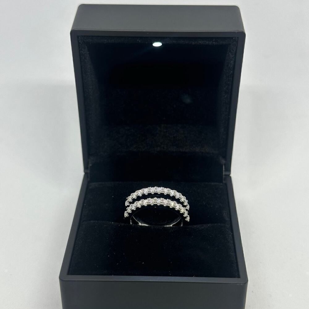 Moissanite Diamond Wedding Ring Enhancer GRA Double Row Band Brilliant Size 8